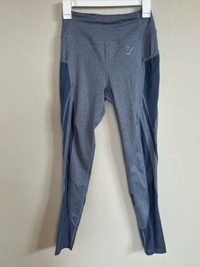 Gymshark DRY Mesh Pocket Women’s S Gray Blue Activewear Athleisure Yoga Leggings